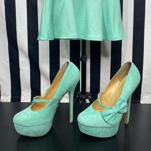 Mint green high heels
